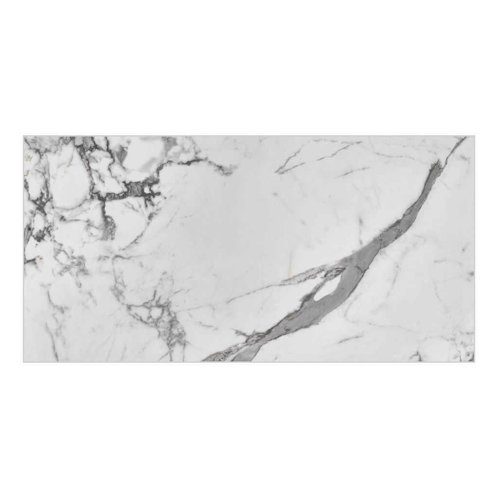 RAK Iceland White Polished Marble-Effect Porcelain Tile — tile face