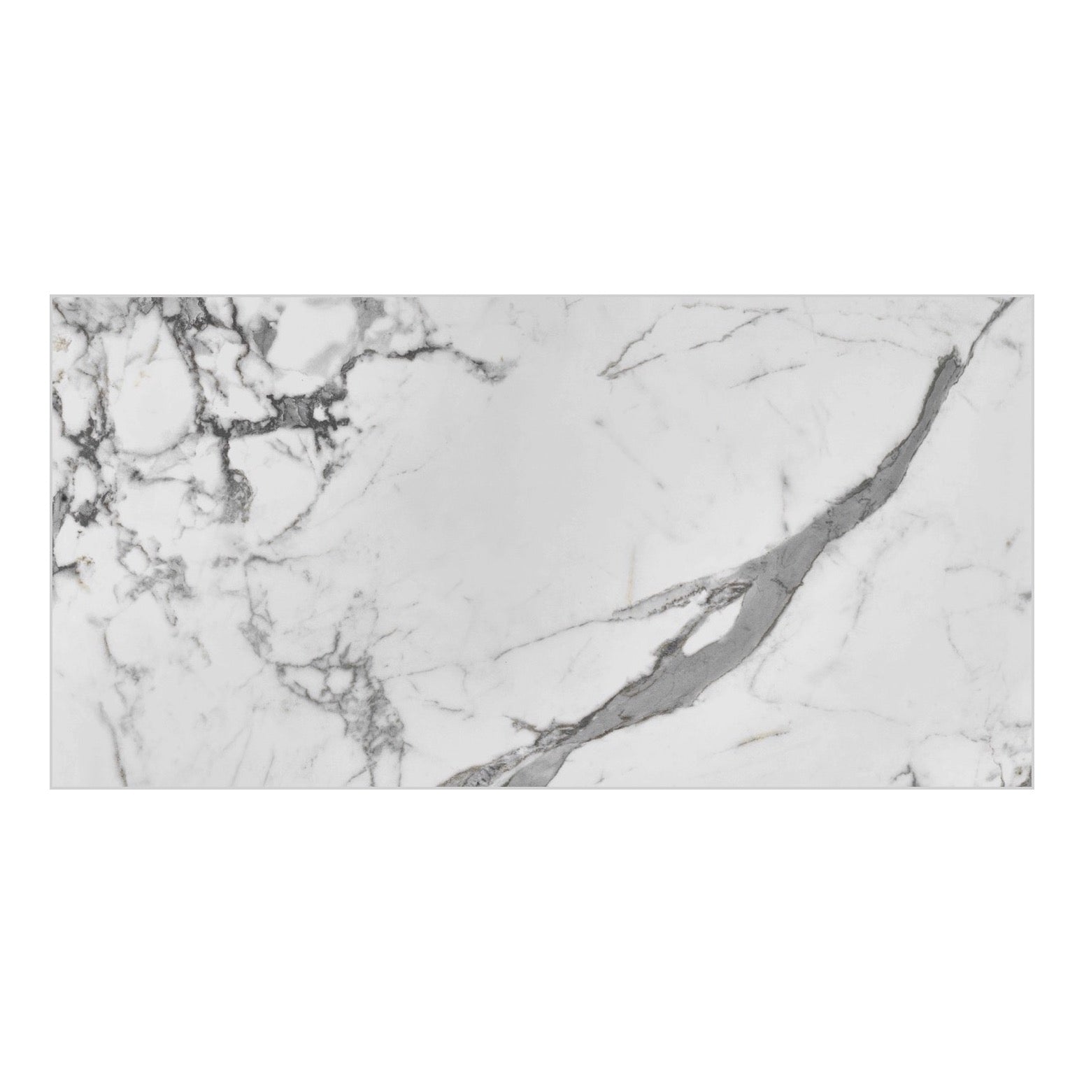 RAK Iceland White Polished Marble-Effect Porcelain Tile — tile face