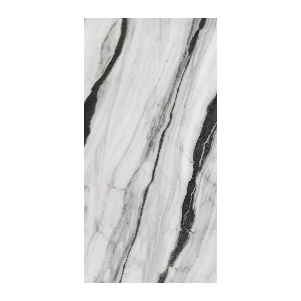 RAK Panda Marble White Matt Marble-Effect Porcelain Slab 120x240cm — Clearance Pallet Deal — tile face
