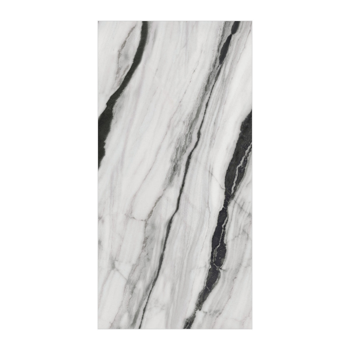 RAK Panda Marble White Polished Marble-Effect Porcelain Slab 120x240cm — Clearance Pallet Deal — tile face