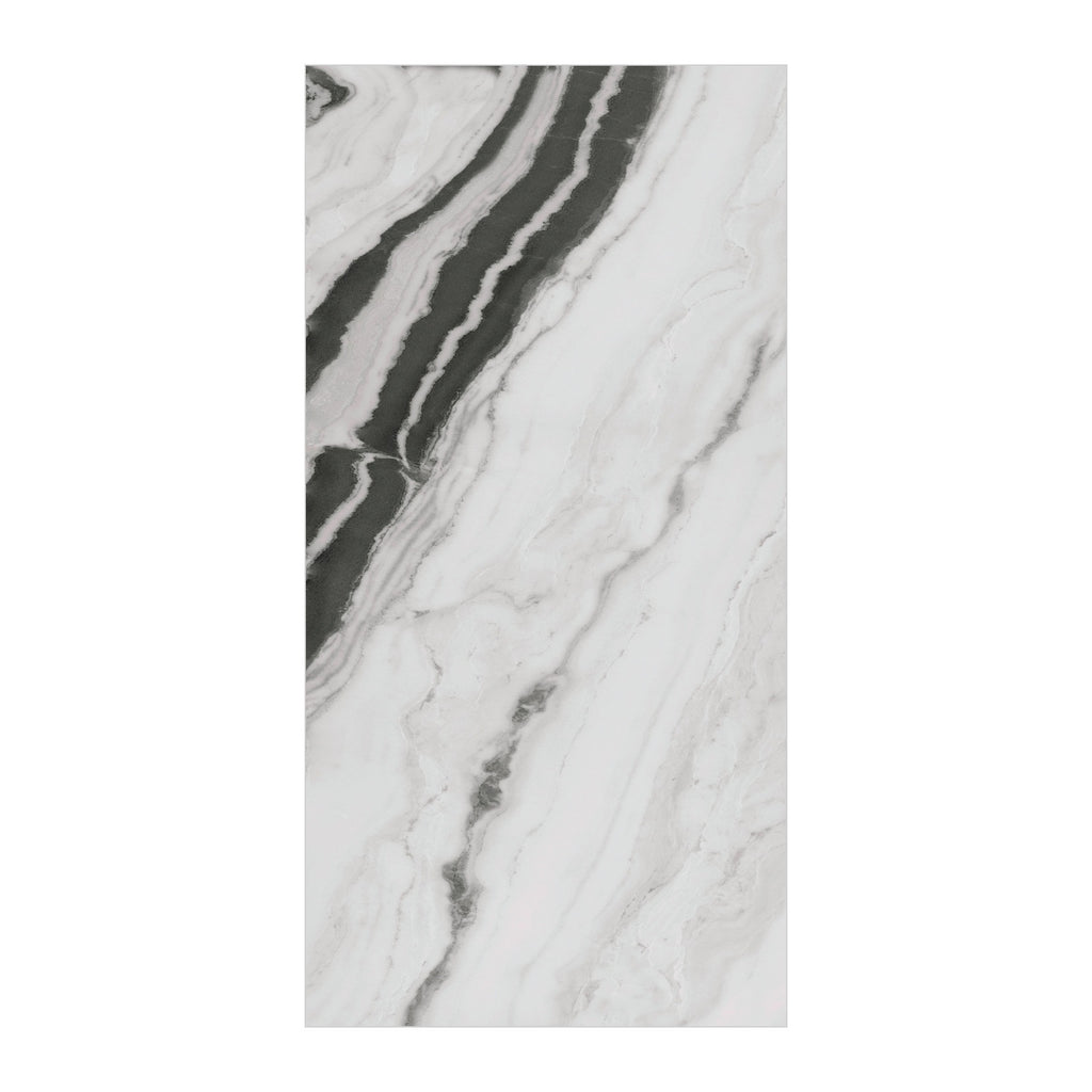 RAK Panda Marble White Polished Marble-Effect Porcelain Tile 60x120cm — Clearance Pallet Deal — tile face