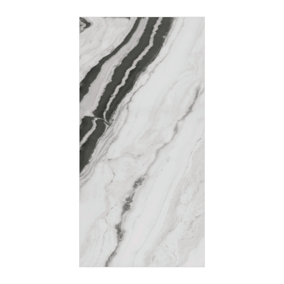 RAK Panda Marble White Polished Marble-Effect Porcelain Tile 60x120cm — Clearance Pallet Deal — tile face