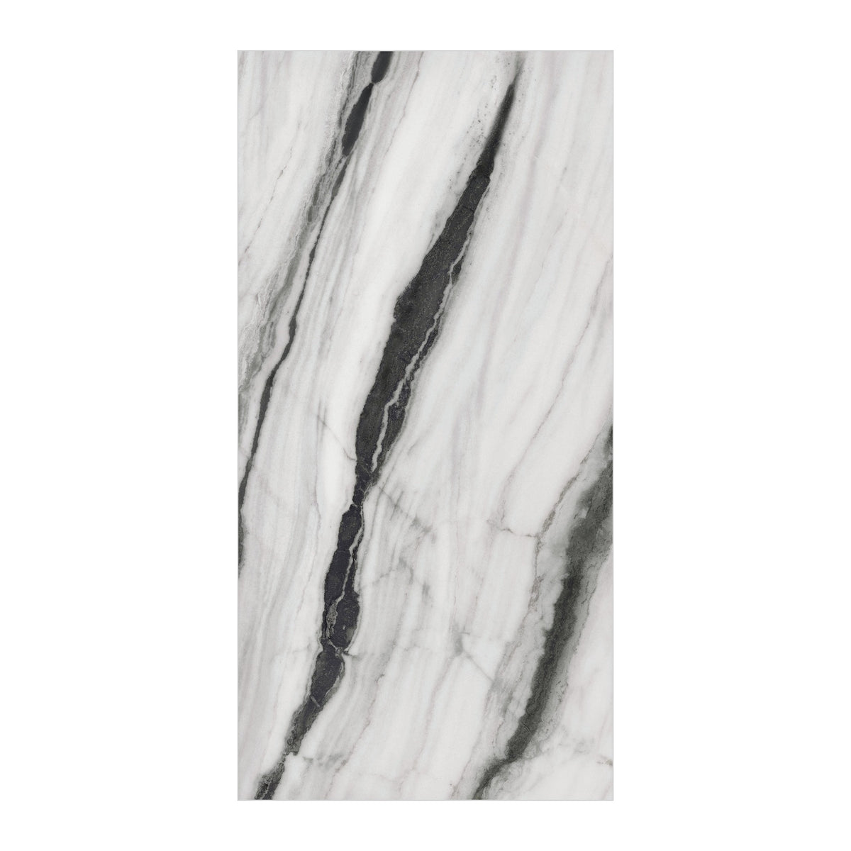 RAK Panda Marble White Polished Marble-Effect Porcelain Tile 60x120cm — Clearance Pallet Deal — tile face