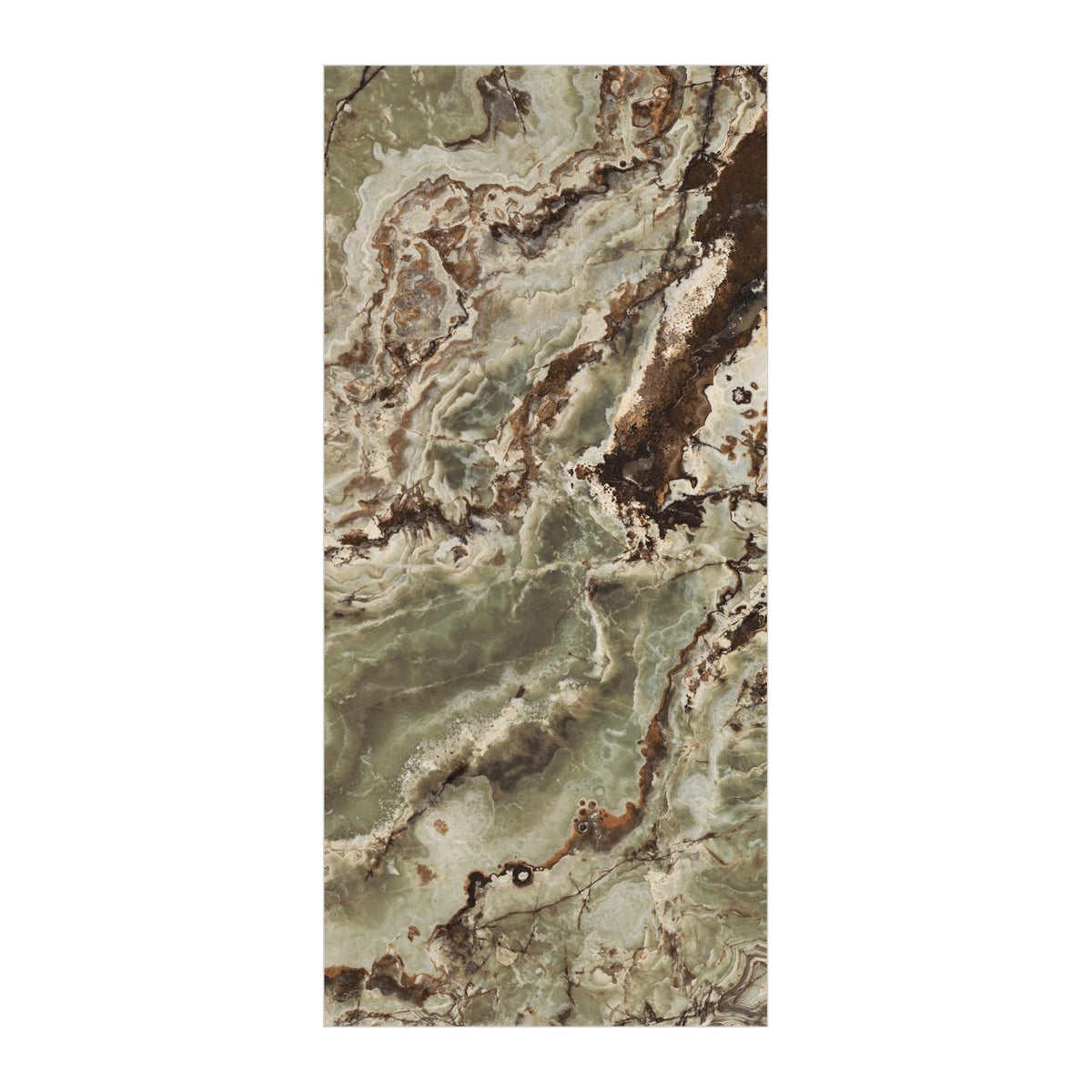 RAK Preziosi Green 6mm Full Lappato Marble-Effect Porcelain Slab 120x260cm — Clearance Pallet Deal — tile face