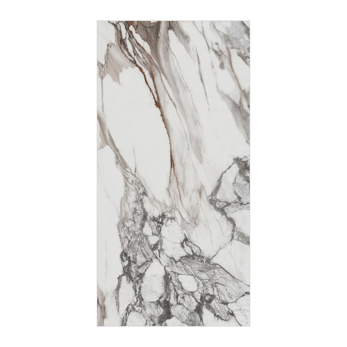 RAK Rain Marble White Polished Marble-Effect Porcelain Tile 60x120cm — Clearance Pallet Deal — tile face