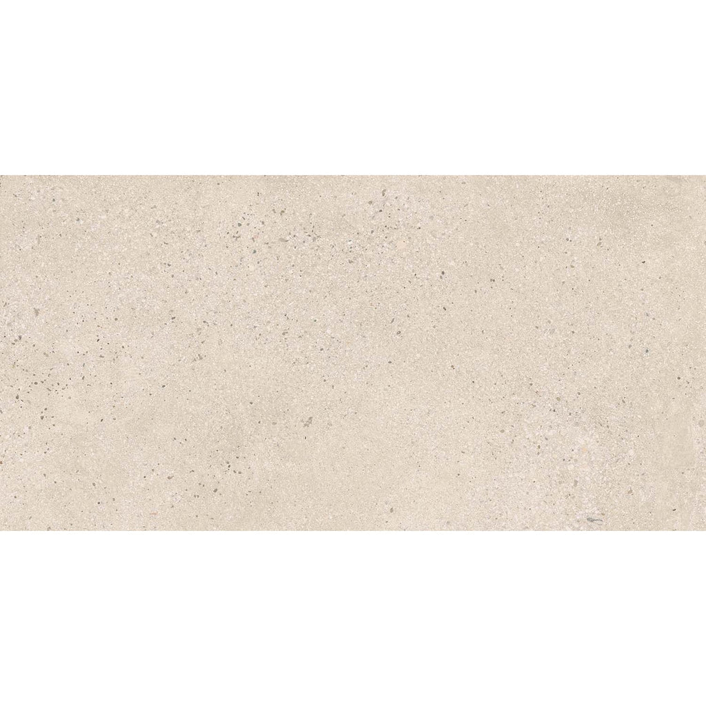Close-up of Reverie Ivory concrete-effect porcelain tile surface texture