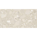 Flat lay of the Roca Beige Terrazzo tile showing stone-effect detailing and subtle variations.