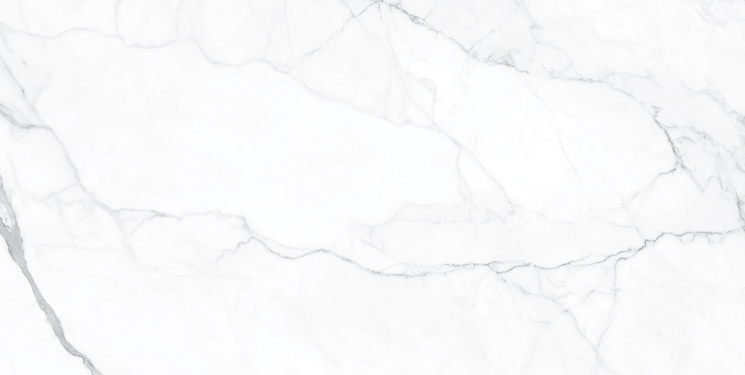 Selene White Polished Marble-Effect Porcelain Tile