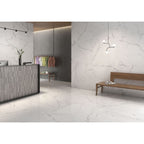 Selene White Polished Marble-Effect Porcelain Tile