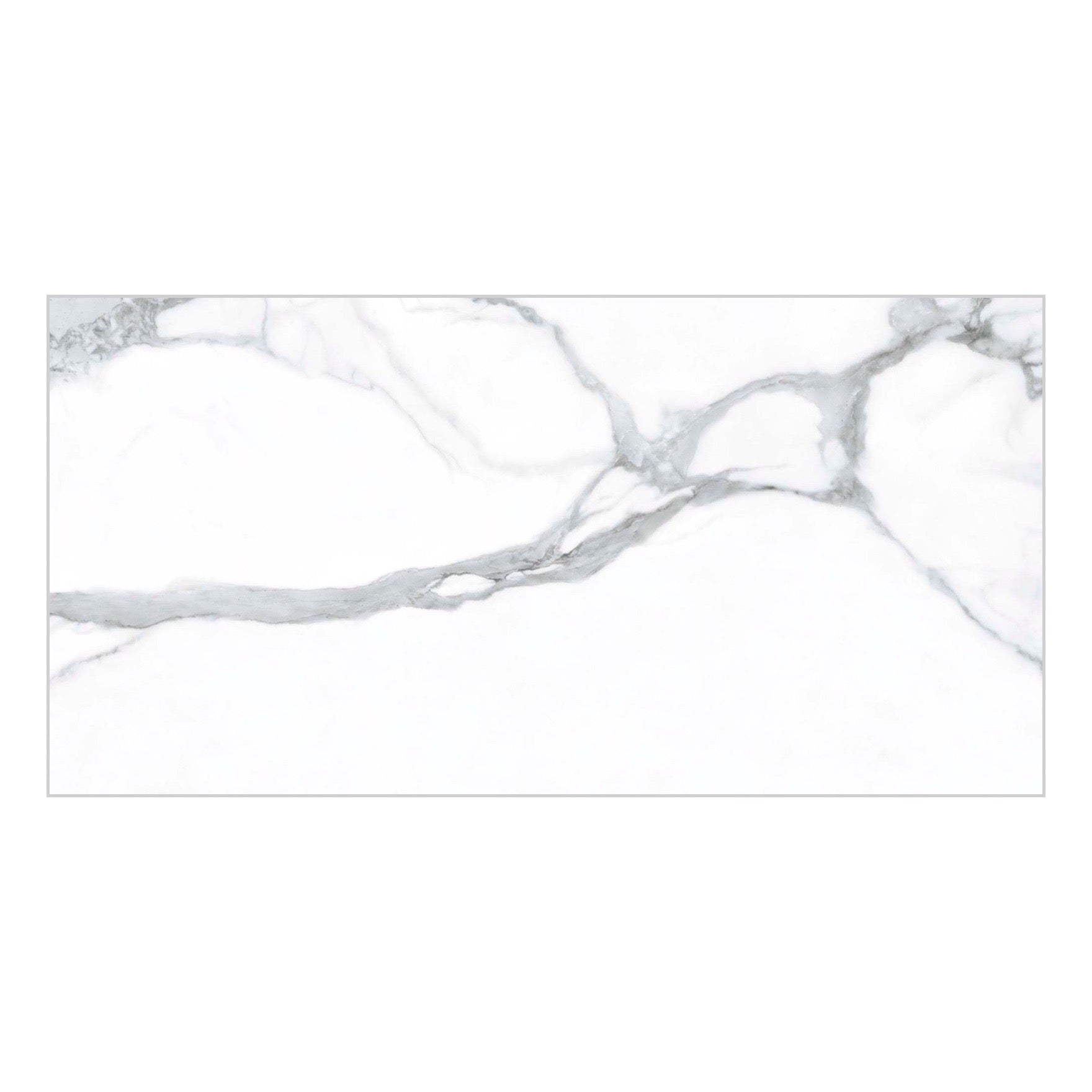 Selene White Polished Marble-Effect Porcelain Tile — tile face