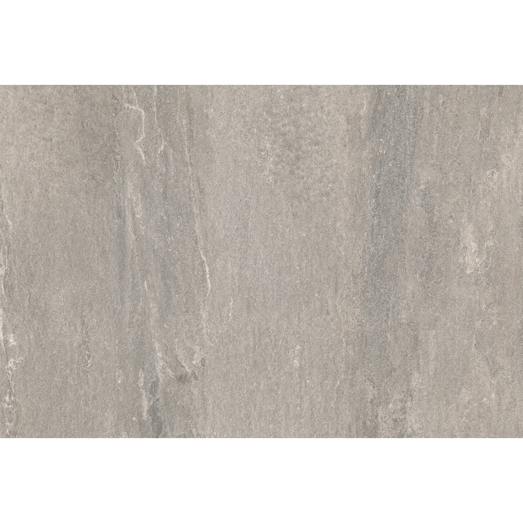 Light cool grey quartz effect porcelain paving tile face 900x600mm