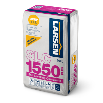 Larsen SLC1550 Rapid Set Pro Single Part Flexible Fibre Self Levelling Compound 20kg - Larsen self-levelling compound