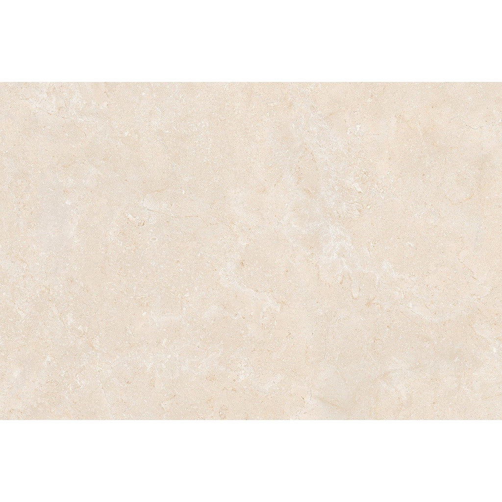 Close-up of the Solstice Beige 60x90cm outdoor porcelain tile showing natural stone texture and warm beige tones.