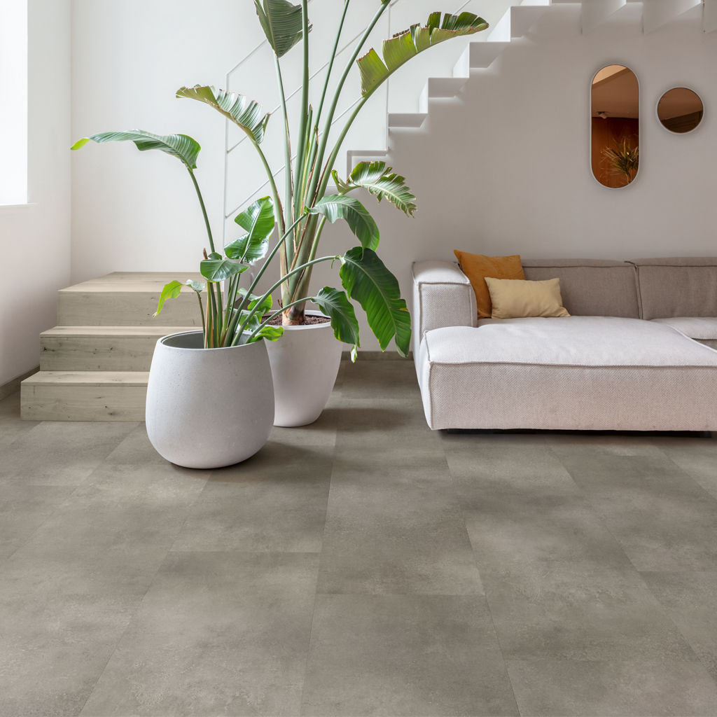 Quick-Step Alpha Vinyl Illume Cloudy Concrete AVMTU40273 - Premium Quick-Step collection featuring luxury vinyl tile flooring with waterproof technology and easy click-fit installation