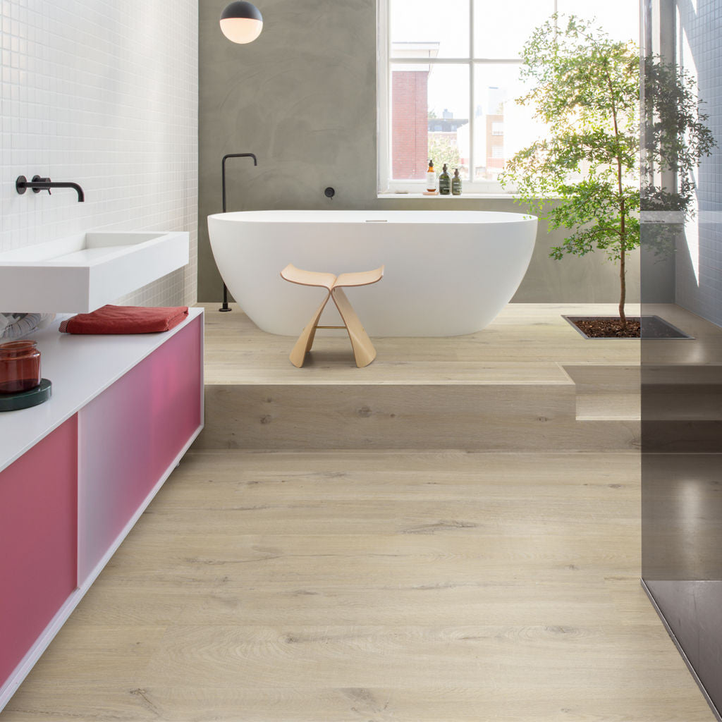 Quick-Step Alpha Bloom – Cotton Oak Beige LVT Flooring (AVMPU40103) - Premium Alpha Bloom collection featuring oak luxury vinyl tile flooring with waterproof technology and easy click-fit installation