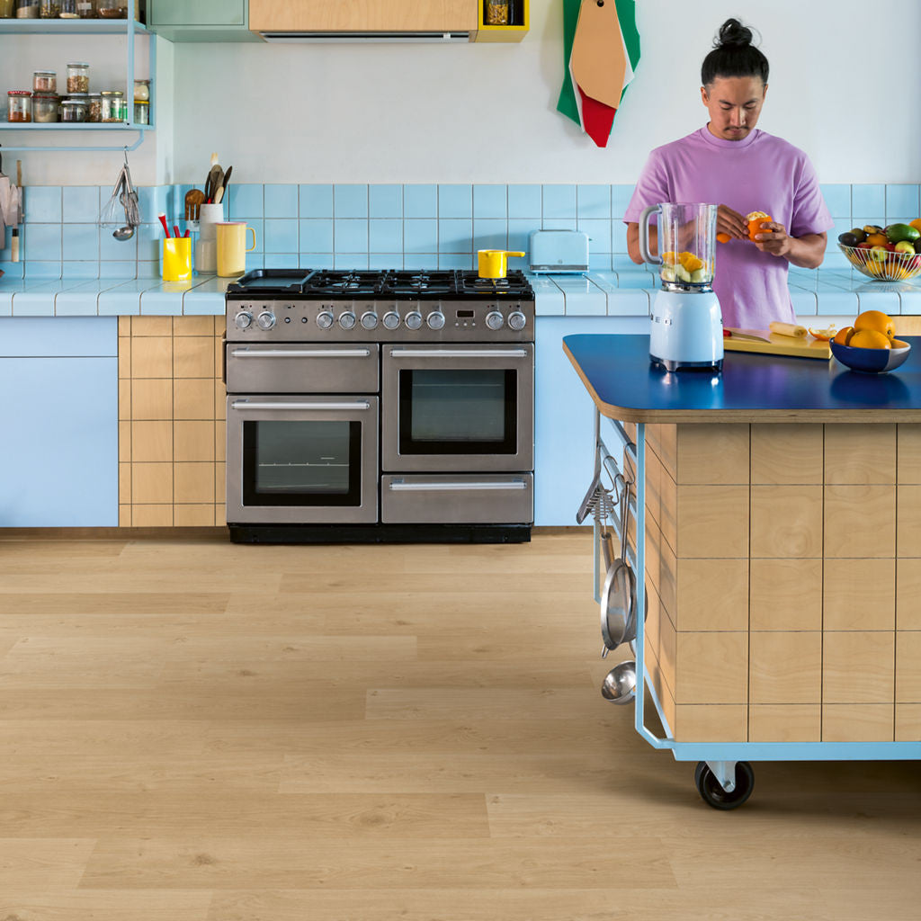 Quick-Step Alpha Vinyl Blos – Coast Oak Beige Rigid Vinyl Flooring (AVSPU40321) - Premium Quick-Step collection featuring oak luxury vinyl tile flooring with waterproof technology and easy click-fit installation
