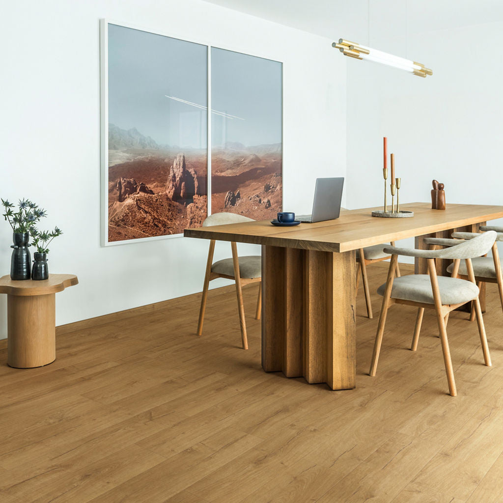 Quick‑Step Impressive Classic Oak Natural 8mm Laminate Flooring (IM1848) - Premium Impressive collection featuring oak luxury vinyl tile flooring with waterproof technology and easy click-fit installation
