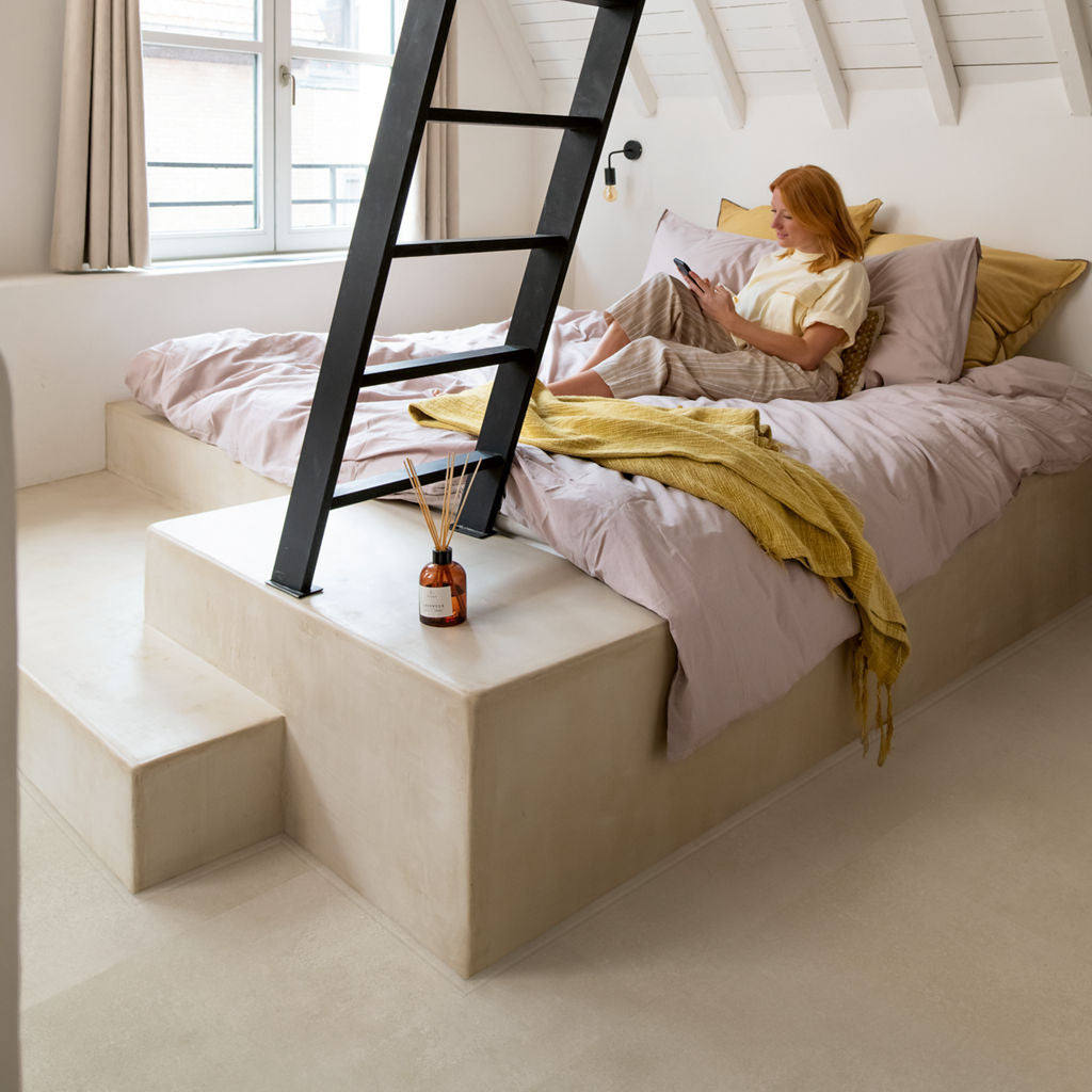 Quick-Step Alpha Vinyl Illume Sandstone Concrete AVMTU40274 - Premium Quick-Step collection featuring luxury vinyl tile flooring with waterproof technology and easy click-fit installation