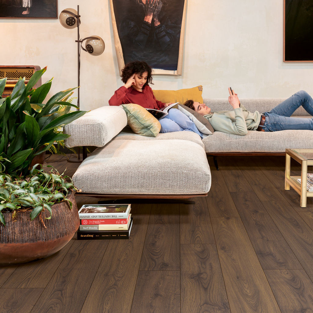 Quick-Step Classic Peanut Brown Oak CLM5800 8mm Laminate Flooring (CLM5800) - Premium Quick-Step collection featuring brown luxury vinyl tile flooring with waterproof technology and easy click-fit installation
