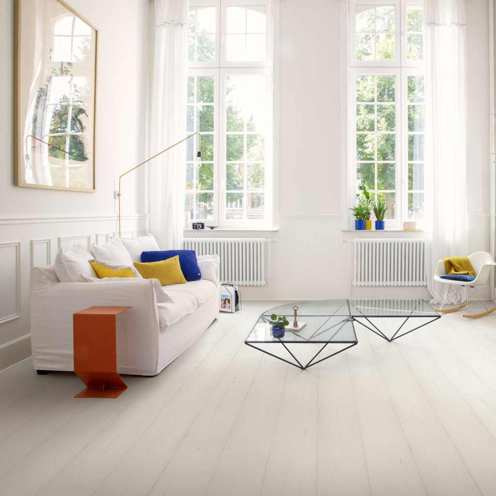 Quick-Step Capture Painted Oak White SIG4753 9mm Laminate Flooring (SIG4753) - Premium Quick-Step collection featuring oak luxury vinyl tile flooring with waterproof technology and easy click-fit installation