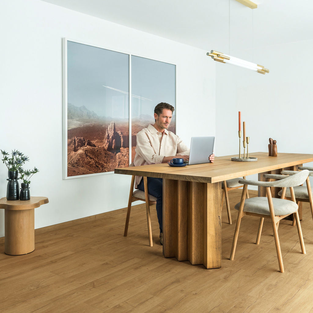 Quick‑Step Impressive Classic Oak Natural 8mm Laminate Flooring (IM1848) - Premium Impressive collection featuring oak luxury vinyl tile flooring with waterproof technology and easy click-fit installation