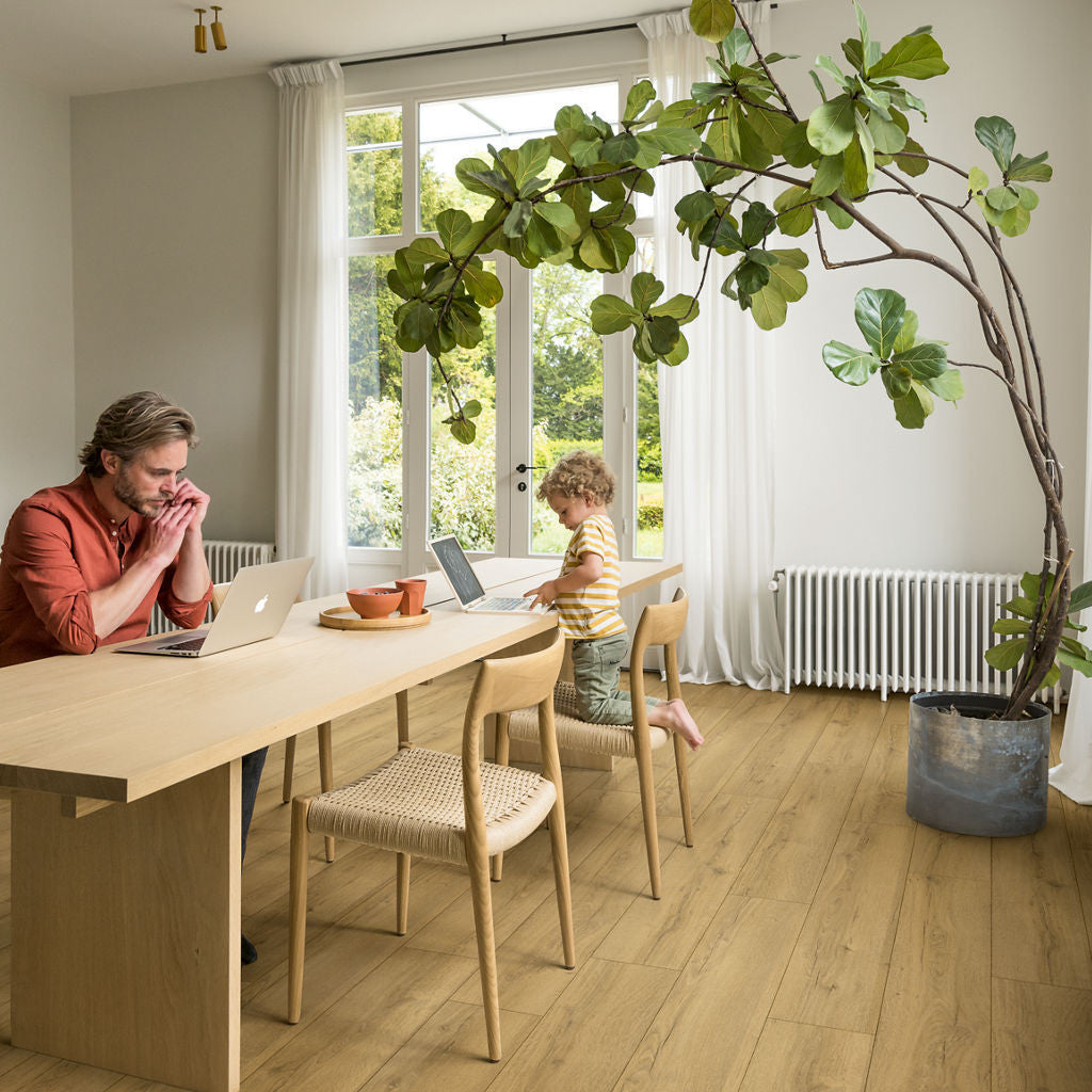 Quick-Step Classic Honey Brown Oak CLM5792 7mm Laminate Flooring (CLM5792) - Premium Quick-Step collection featuring honey luxury vinyl tile flooring with waterproof technology and easy click-fit installation