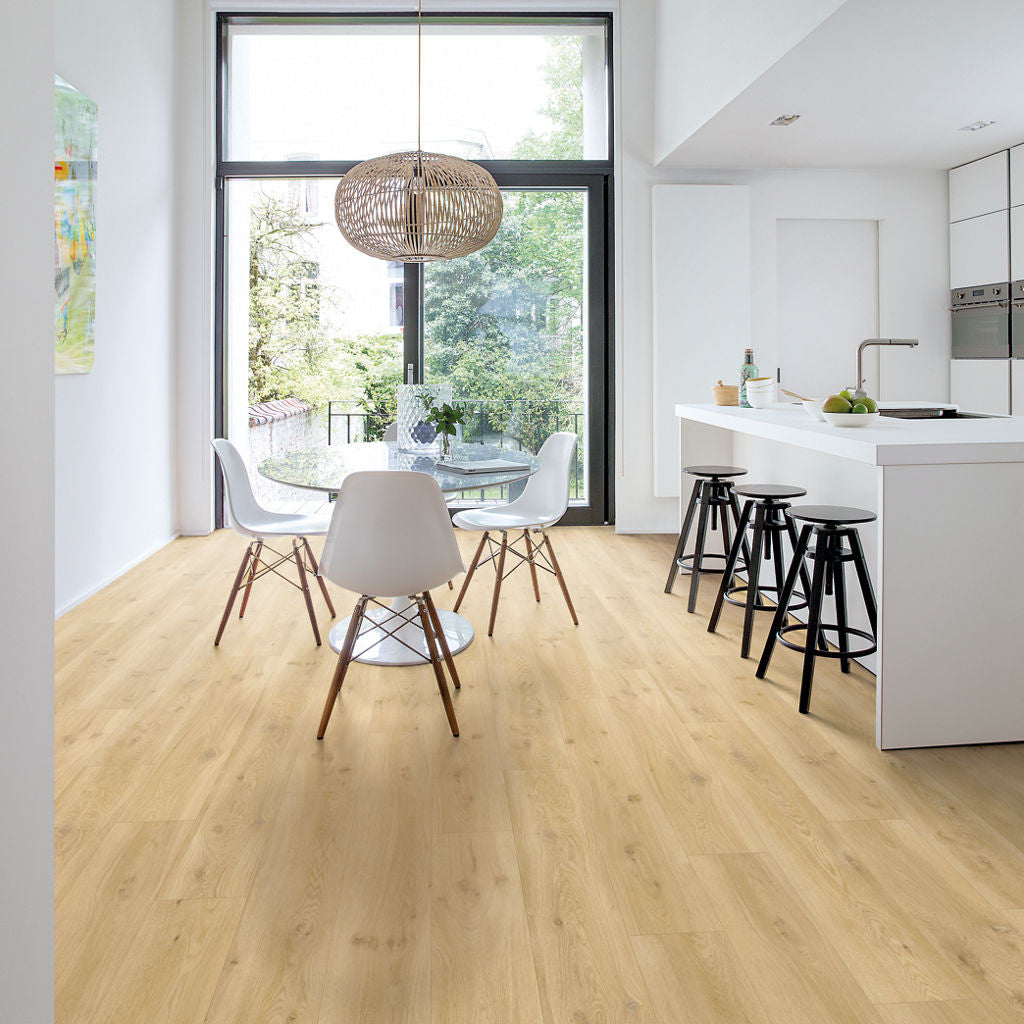 Quick-Step Alpha Vinyl Blos – Drift Oak Beige Rigid Vinyl Flooring (AVSPU40018) - Premium Quick-Step collection featuring oak luxury vinyl tile flooring with waterproof technology and easy click-fit installation