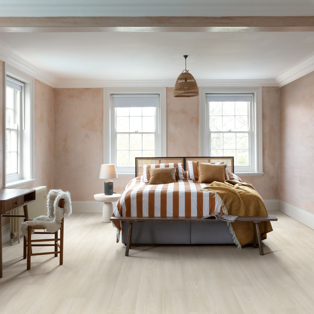Quick-Step Capture White Premium Oak SIG4757 9mm Laminate Flooring (SIG4757) - Premium Quick-Step collection featuring white luxury vinyl tile flooring with waterproof technology and easy click-fit installation