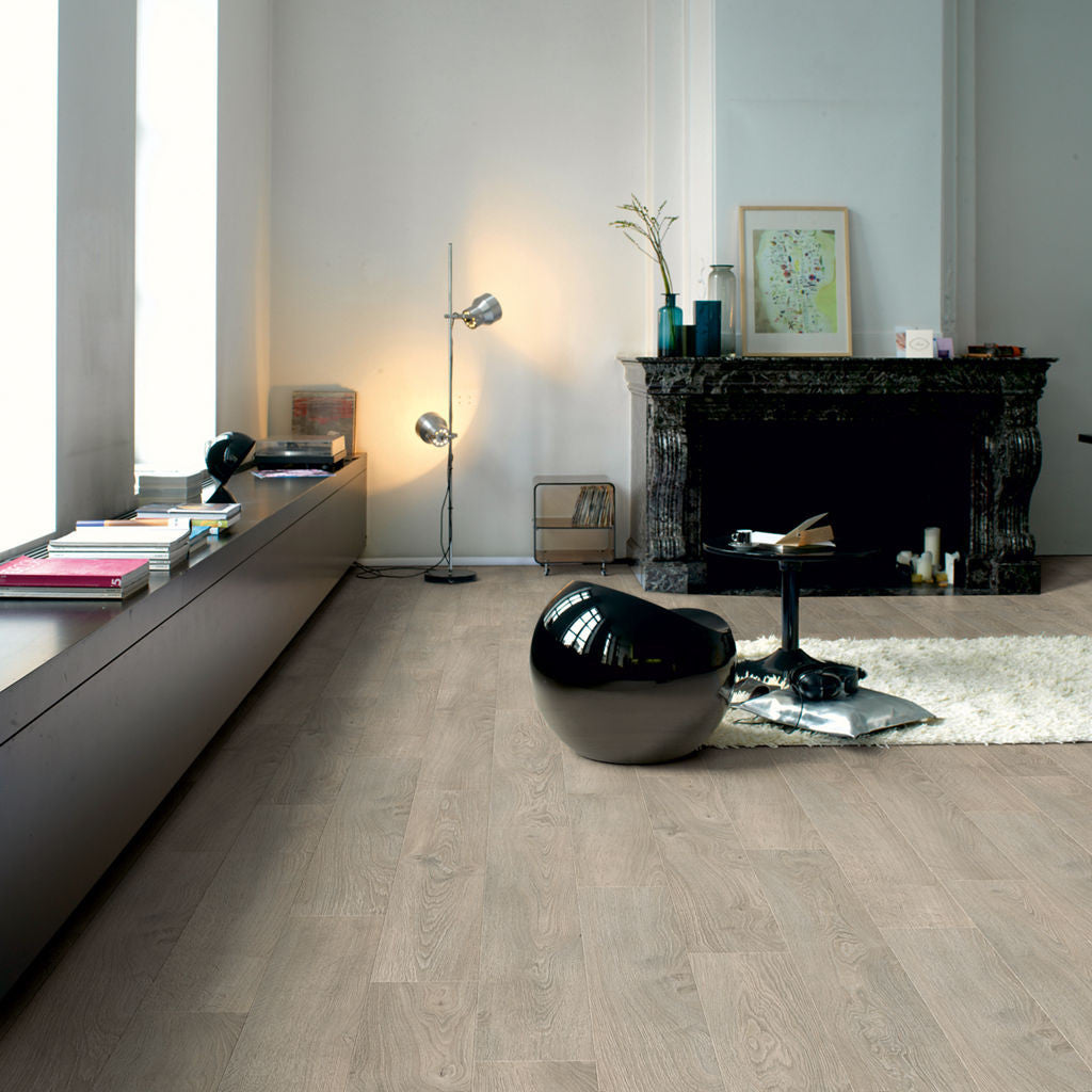 Quick-Step Classic Old Oak Light Grey CLM1405 8mm Laminate Flooring (CLM1405) - Premium Quick-Step collection featuring oak luxury vinyl tile flooring with waterproof technology and easy click-fit installation