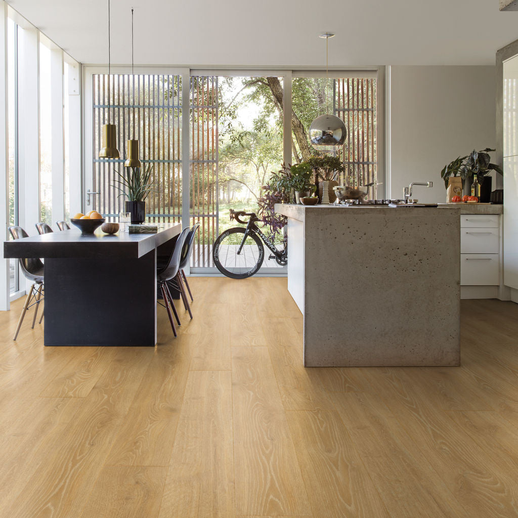 Quick‑Step Majestic Woodland Oak Natural 9.5mm Laminate Flooring (MJ3546) - Premium Quick-Step collection featuring oak luxury vinyl tile flooring with waterproof technology and easy click-fit installation