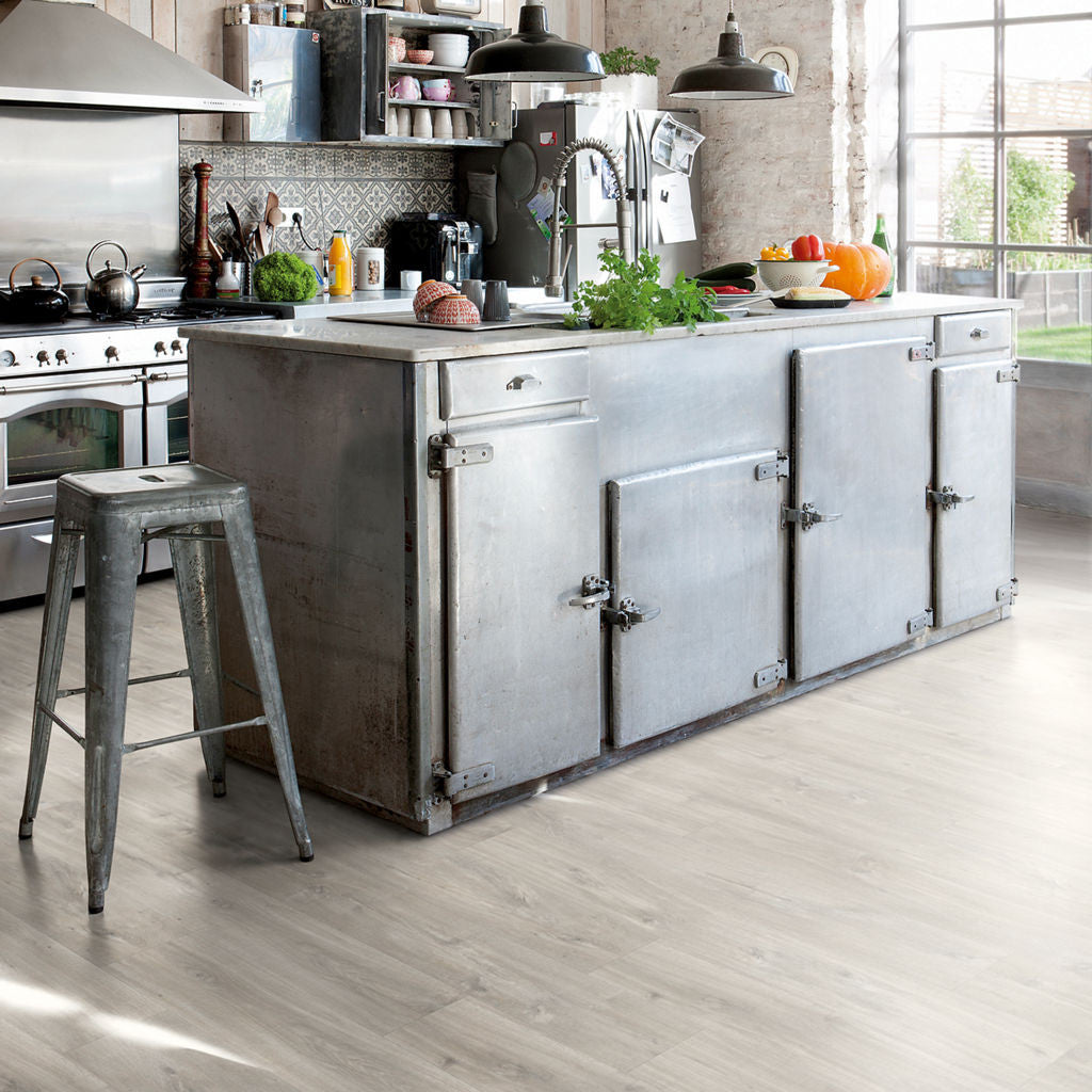 Quick-Step Alpha Vinyl Blos – Canyon Oak Grey With Saw Cuts Rigid Vinyl Flooring (AVSPU40030) - Premium Quick-Step collection featuring oak luxury vinyl tile flooring with waterproof technology and easy click-fit installation