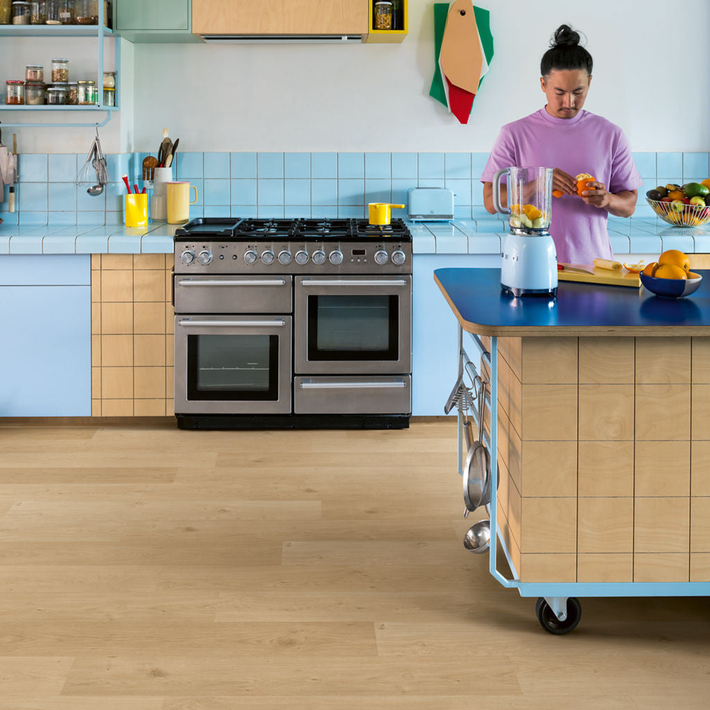 Quick-Step Alpha Vinyl Blos – Coast Oak Beige Rigid Vinyl Flooring (AVSPU40321) - Premium Quick-Step collection featuring oak luxury vinyl tile flooring with waterproof technology and easy click-fit installation