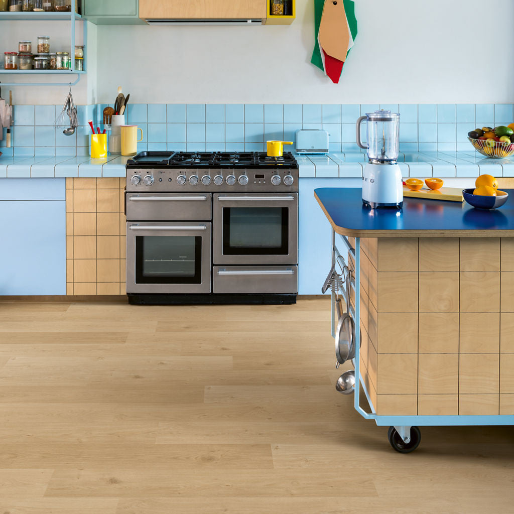 Quick-Step Alpha Vinyl Blos – Coast Oak Beige Rigid Vinyl Flooring (AVSPU40321) - Premium Quick-Step collection featuring oak luxury vinyl tile flooring with waterproof technology and easy click-fit installation