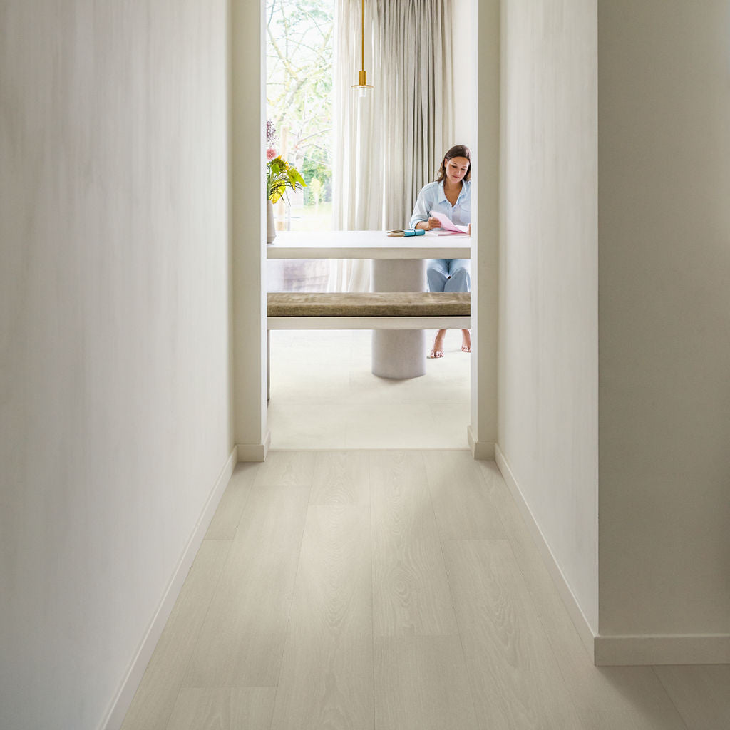 Quick‑Step Muse Chalk MUS5487 8mm Laminate Flooring (MUS5487) - Premium Quick-Step collection featuring luxury vinyl tile flooring with waterproof technology and easy click-fit installation