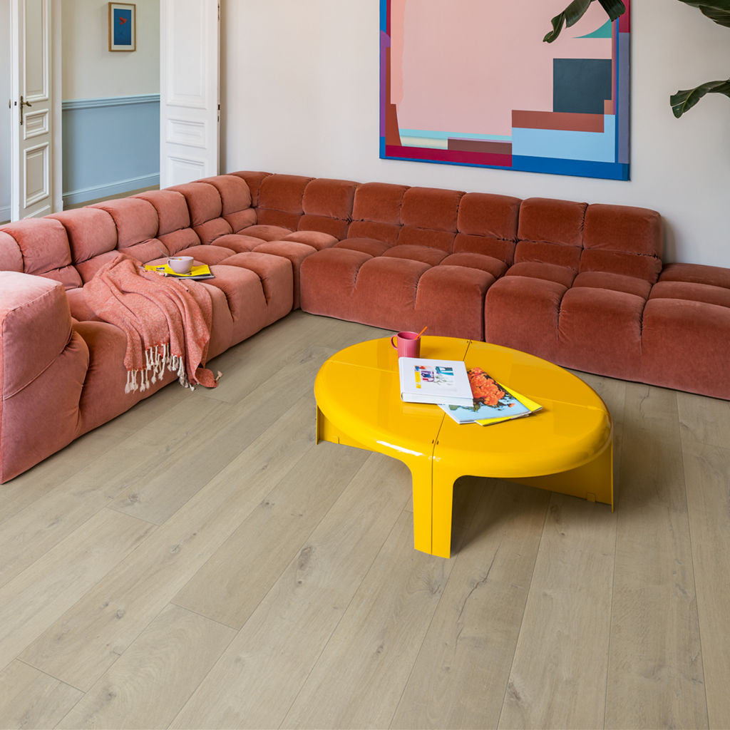 Quick-Step Impressive Ultra Soft Oak Medium IMU1856 12mm Laminate Flooring 9.5mm Laminate Flooring (IMU1856) - Premium Impressive collection featuring oak luxury vinyl tile flooring with waterproof technology and easy click-fit installation