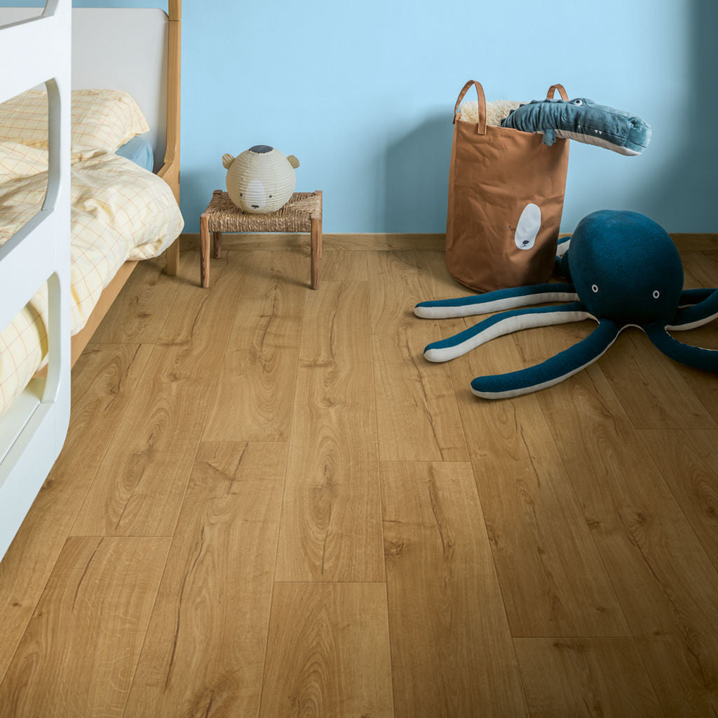 Quick‑Step Impressive Classic Oak Natural 8mm Laminate Flooring (IM1848) - Premium Impressive collection featuring oak luxury vinyl tile flooring with waterproof technology and easy click-fit installation