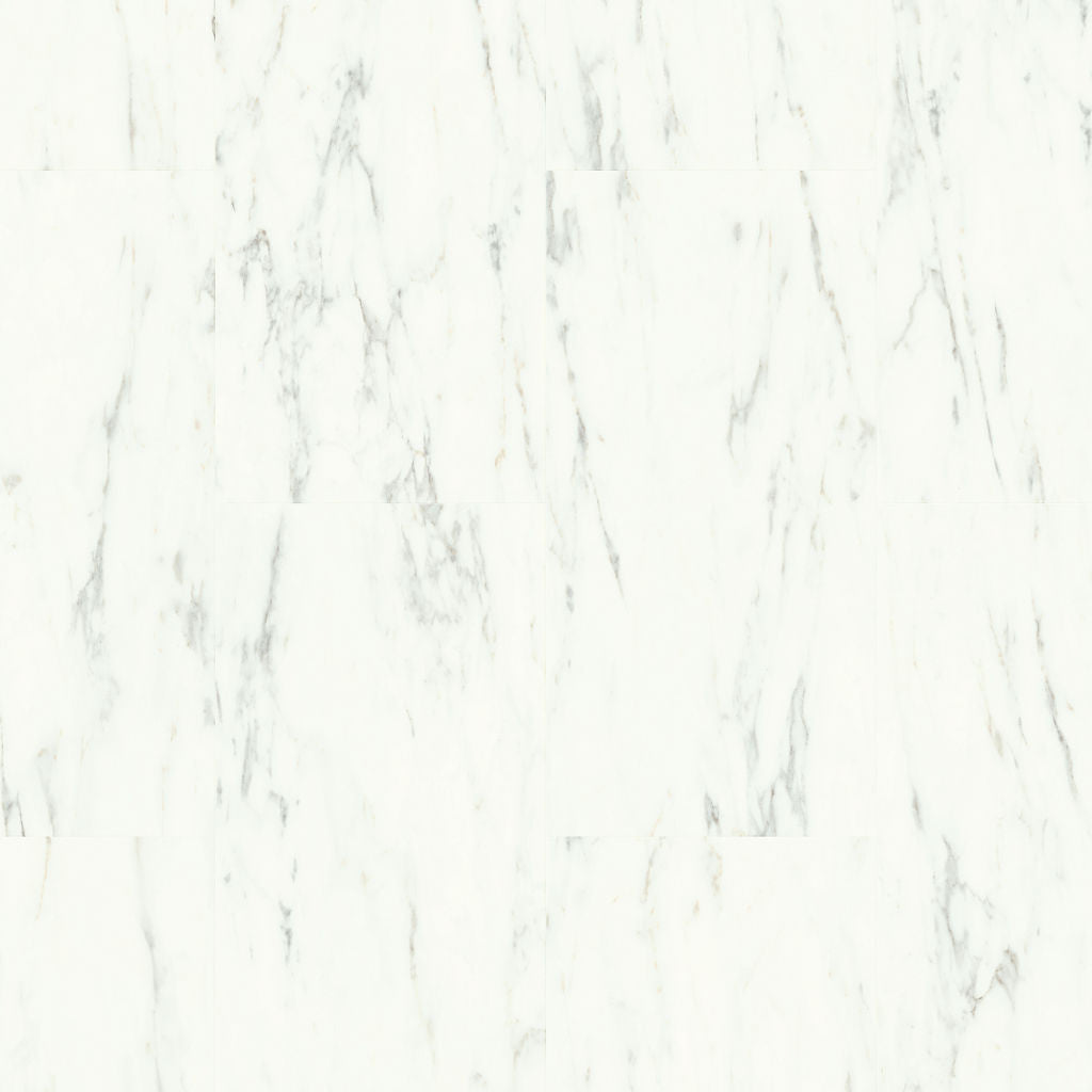 Quick-Step Alpha Vinyl Oro Marble Carrara White AVSTU40136 - Premium Quick-Step collection featuring white luxury vinyl tile flooring with waterproof technology and easy click-fit installation