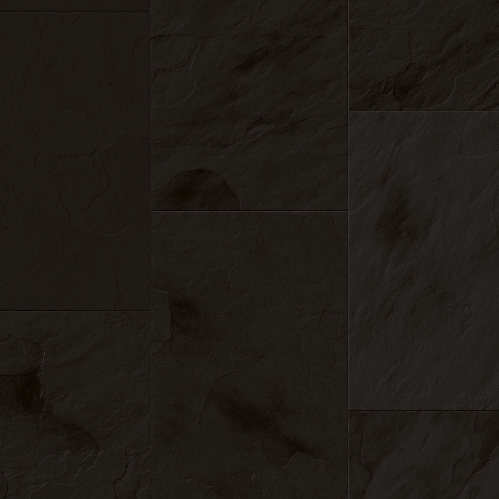 Quick‑Step Muse Black Slate MUS5492 8mm Laminate Flooring (MUS5492) - Premium Quick-Step collection featuring black luxury vinyl tile flooring with waterproof technology and easy click-fit installation