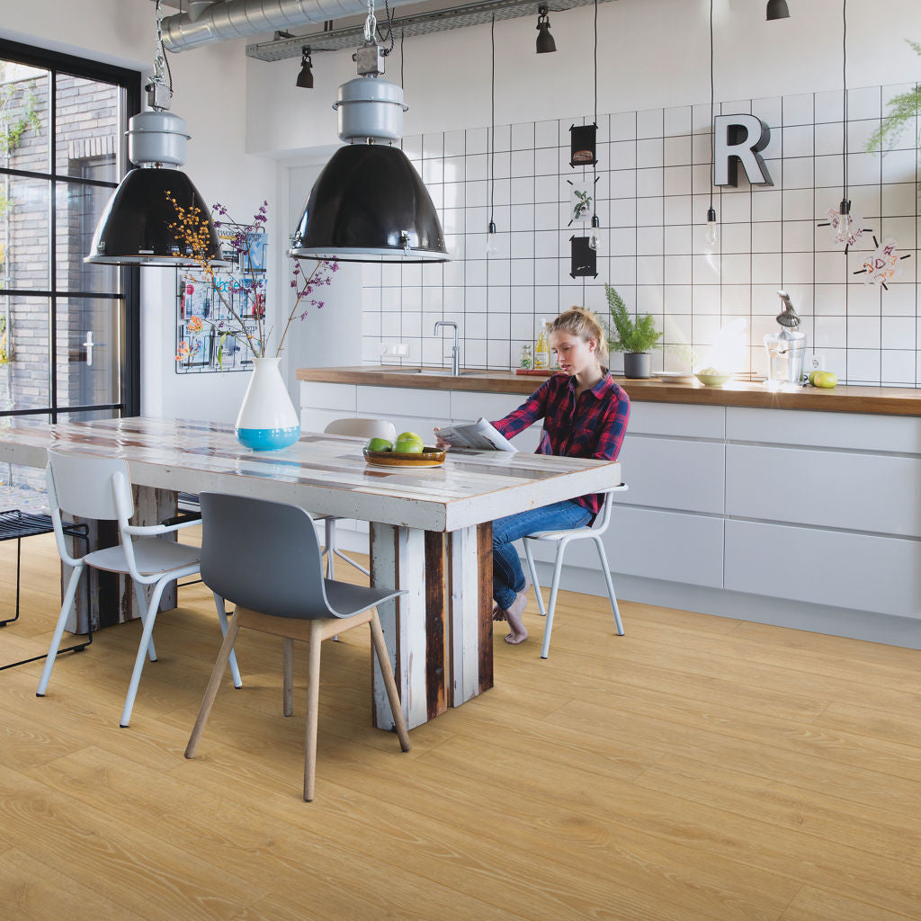 Quick‑Step Majestic Woodland Oak Natural 9.5mm Laminate Flooring (MJ3546) - Premium Quick-Step collection featuring oak luxury vinyl tile flooring with waterproof technology and easy click-fit installation
