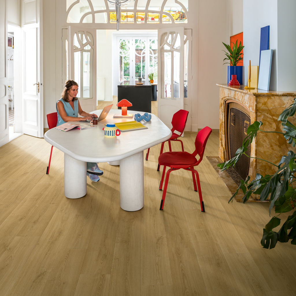 Quick-Step Capture Brushed Oak Warm Natural SIG4762 9mm Laminate Flooring (SIG4762) - Premium Quick-Step collection featuring oak luxury vinyl tile flooring with waterproof technology and easy click-fit installation