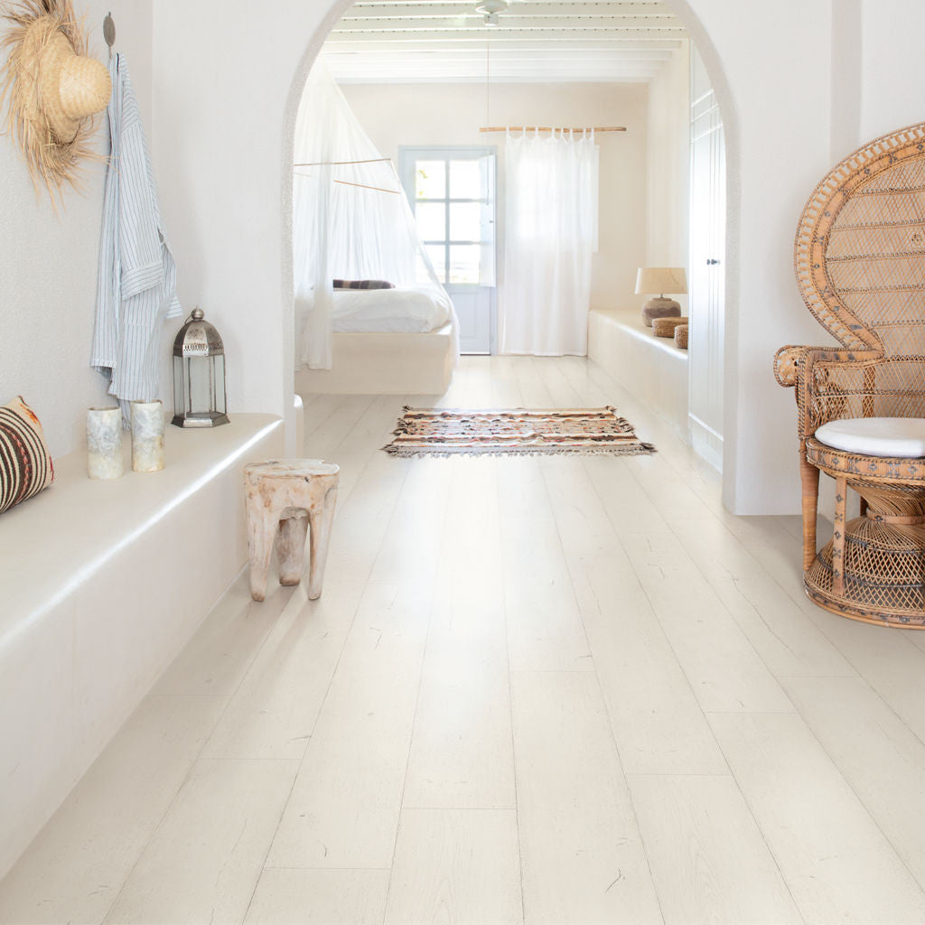 Quick-Step Capture Painted Oak White SIG4753 9mm Laminate Flooring (SIG4753) - Premium Quick-Step collection featuring oak luxury vinyl tile flooring with waterproof technology and easy click-fit installation