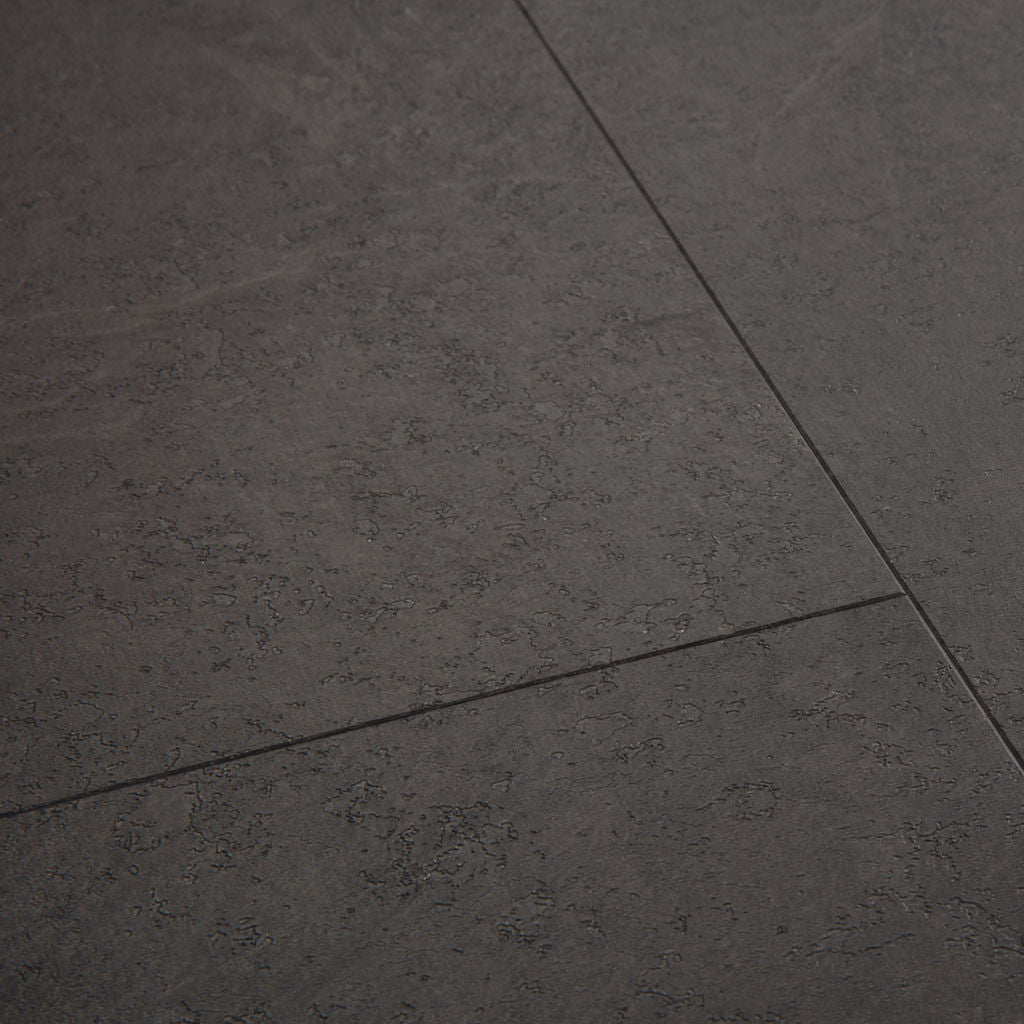 Quick-Step Alpha Vinyl Oro Black Slate AVSTU40035 - Premium Quick-Step collection featuring black luxury vinyl tile flooring with waterproof technology and easy click-fit installation