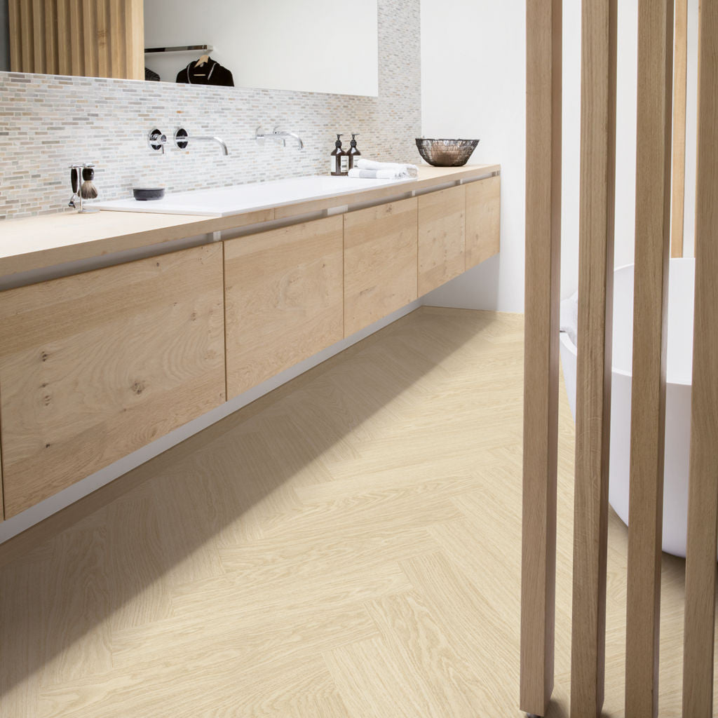 Quick-Step Alpha Vinyl Ciro Pure Oak Polar AVHBU40361 - Premium Quick-Step collection featuring oak luxury vinyl tile flooring with waterproof technology and easy click-fit installation