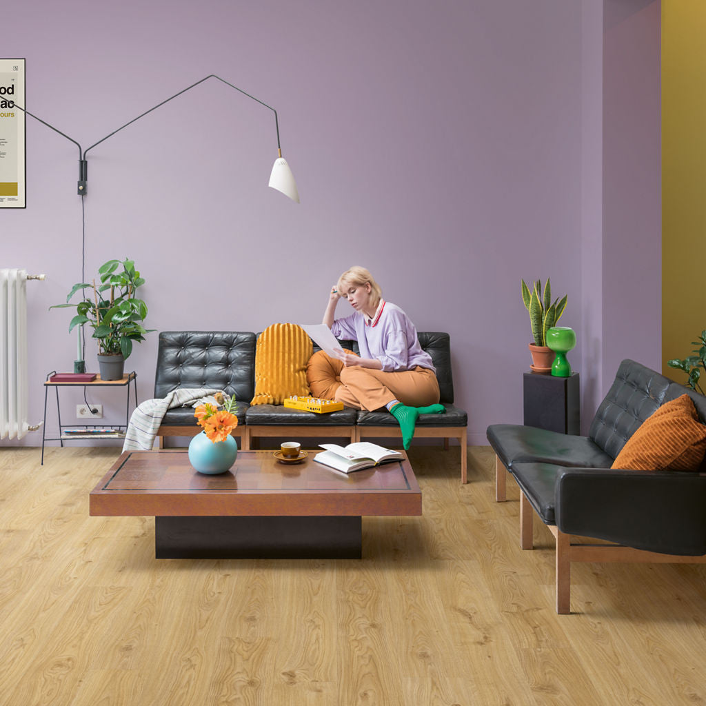 Quick-Step Alpha Vinyl Blos – Cottage Oak Natural Rigid Vinyl Flooring (AVSPU40025) - Premium Quick-Step collection featuring oak luxury vinyl tile flooring with waterproof technology and easy click-fit installation
