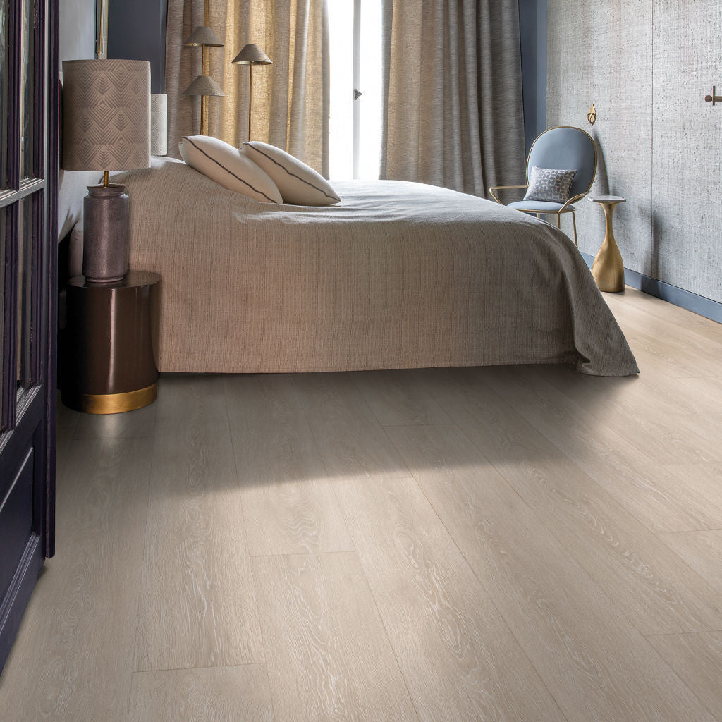 Quick‑Step Majestic Valley Oak Light Beige 9.5mm Laminate Flooring (MJ3554) - Premium Quick-Step collection featuring oak luxury vinyl tile flooring with waterproof technology and easy click-fit installation