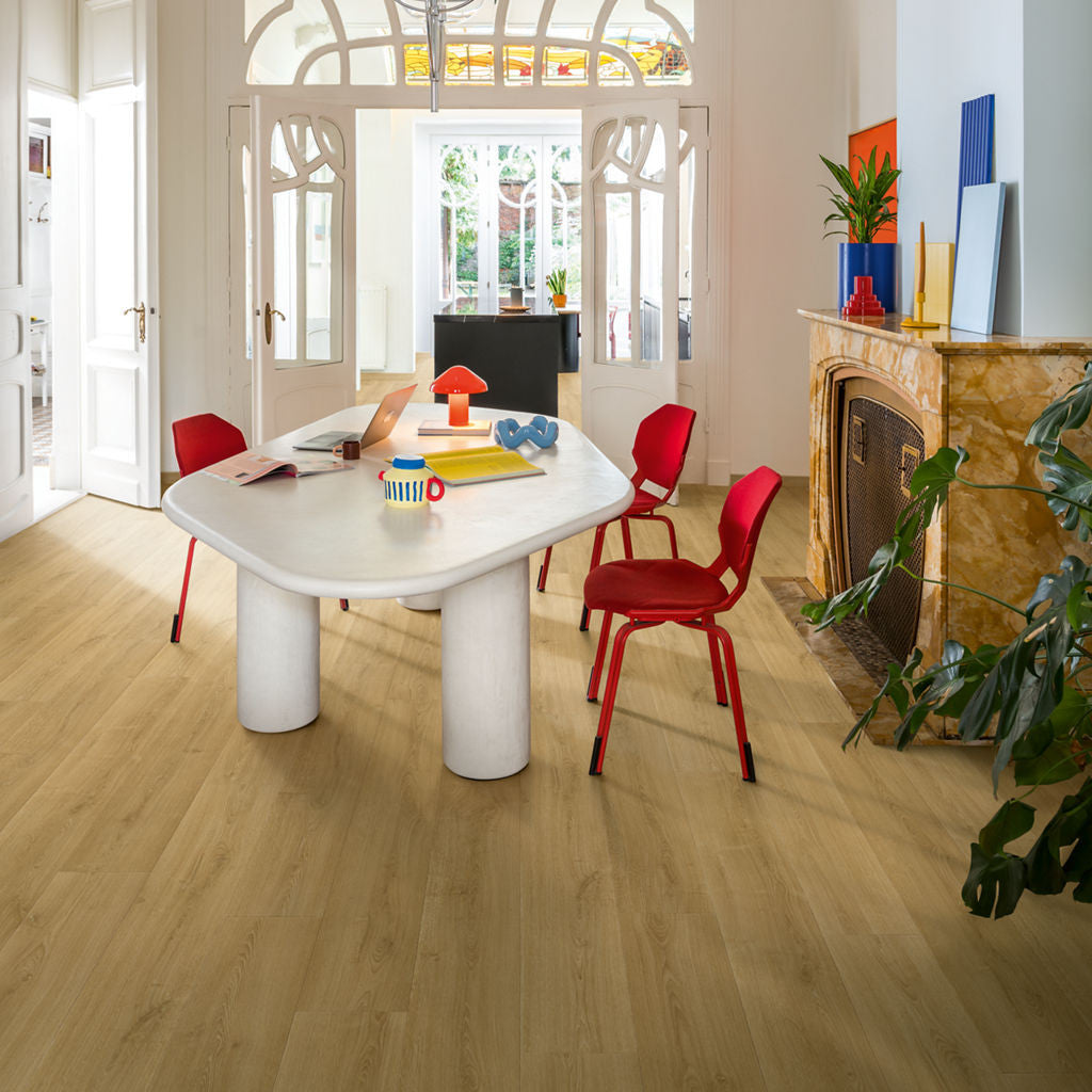 Quick-Step Capture Brushed Oak Warm Natural SIG4762 9mm Laminate Flooring (SIG4762) - Premium Quick-Step collection featuring oak luxury vinyl tile flooring with waterproof technology and easy click-fit installation