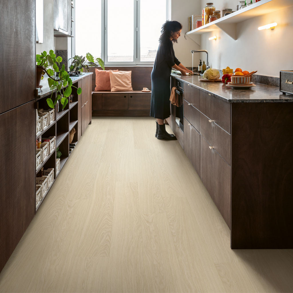 Quick-Step Alpha Bloom – Pure Oak Polar LVT Flooring (AVMPU40099) - Premium Alpha Bloom collection featuring oak luxury vinyl tile flooring with waterproof technology and easy click-fit installation