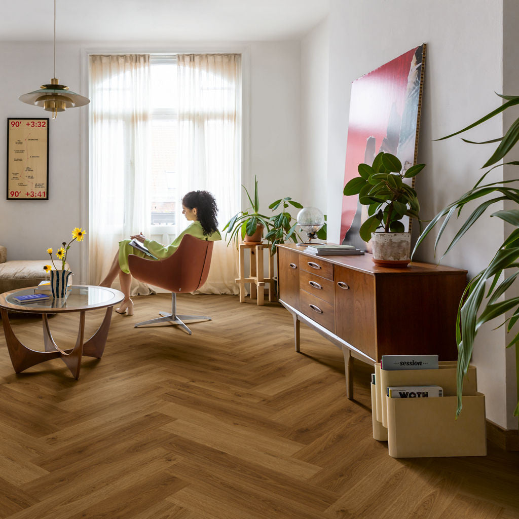 Quick-Step Alpha Vinyl Ciro Botanic Caramel Oak AVHBU40364 - Premium Quick-Step collection featuring oak luxury vinyl tile flooring with waterproof technology and easy click-fit installation