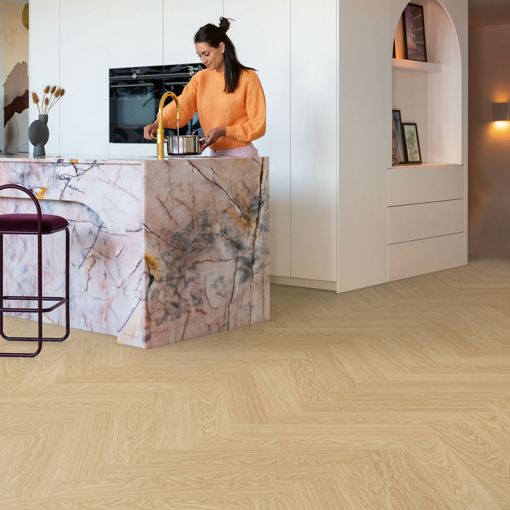 Quick-Step Alpha Vinyl Ciro Pure Oak Blush AVHBU40359 - Premium Quick-Step collection featuring oak luxury vinyl tile flooring with waterproof technology and easy click-fit installation
