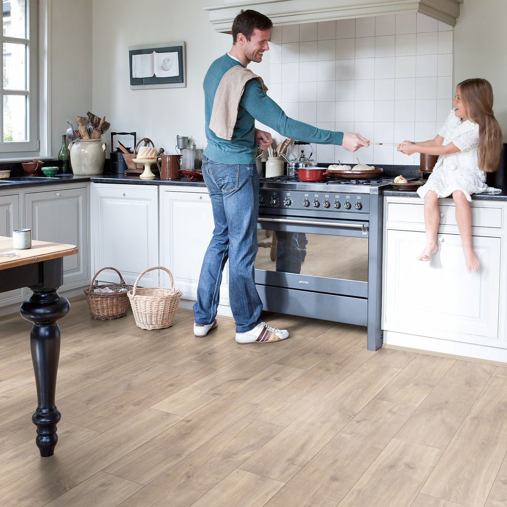 Quick-Step Classic Havana Oak Natural with Saw Cuts CLM1656 7mm Laminate Flooring (CLM1656) - Premium Quick-Step collection featuring oak luxury vinyl tile flooring with waterproof technology and easy click-fit installation